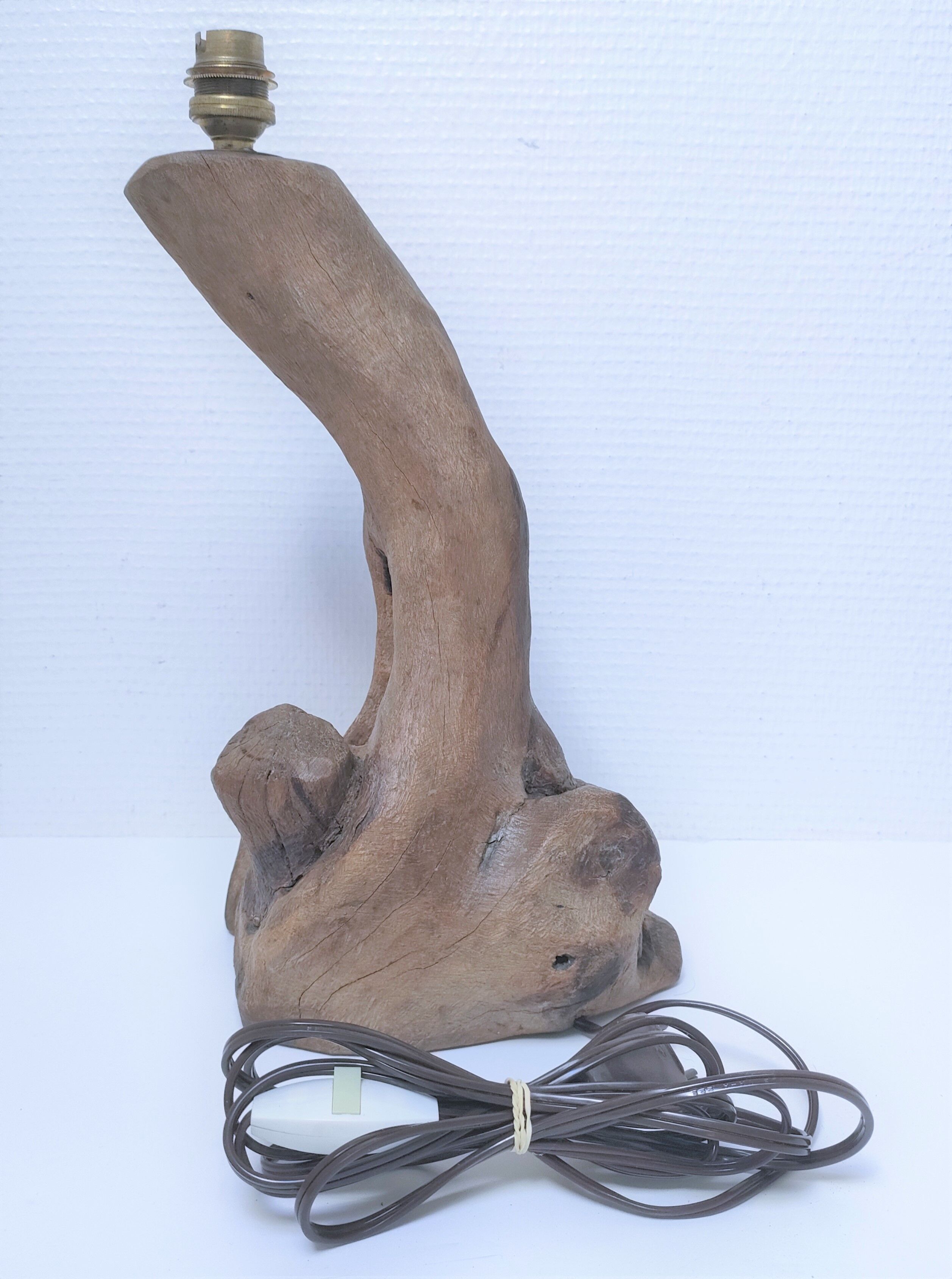 Brutalist solid patinated wood lamp foot