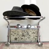 Art deco - coat rack and hat with oxidized mirror