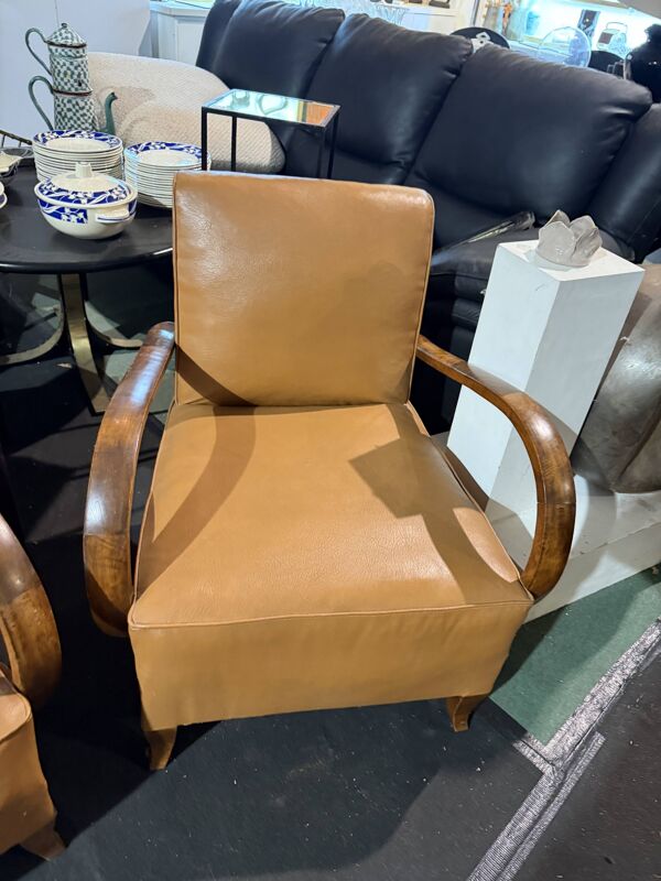 Paire de fauteuils bridge Art Déco à moustache - années 1940/50