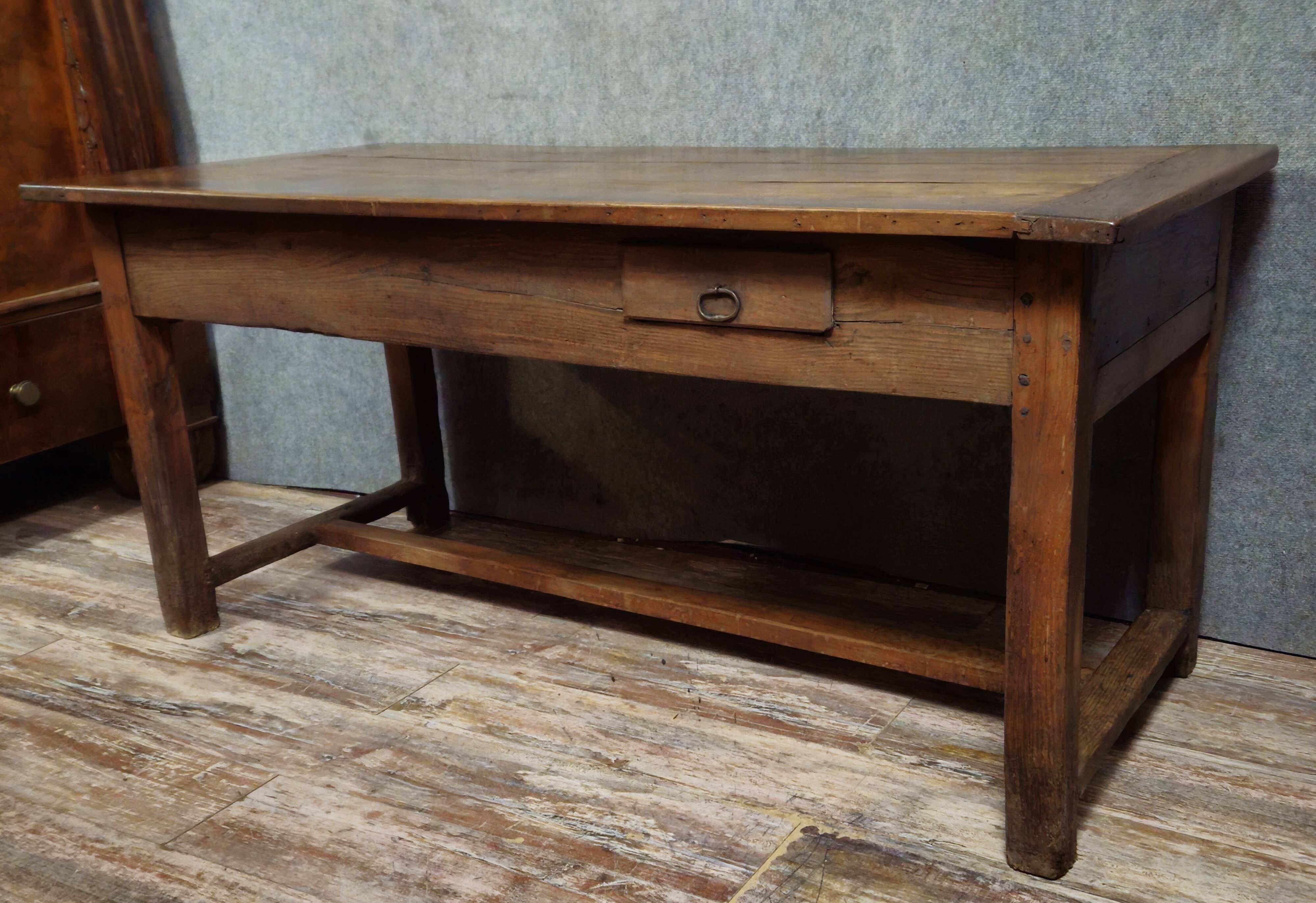 Large antique solid wood table from the Louis XIV period.