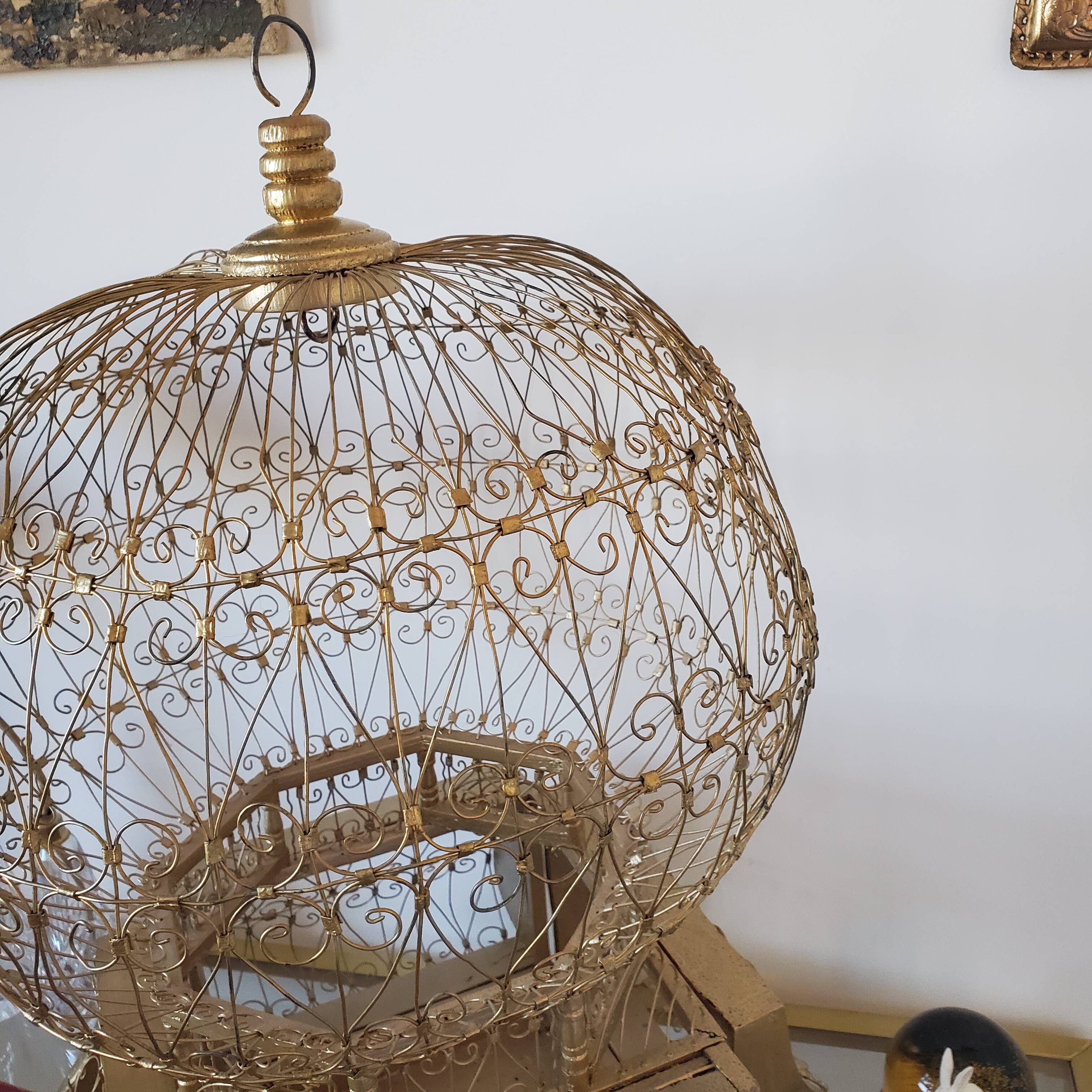 Large golden bird cage