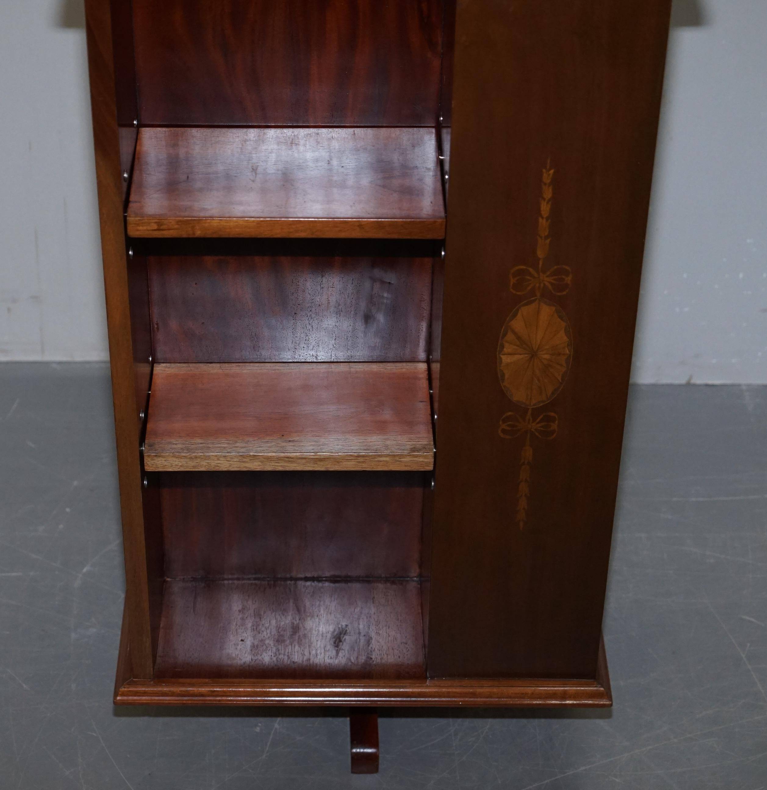 Edwardian burr walnut revolving bookcase with Sheraton inlays circa 1900