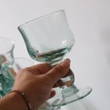 7 large water green blown wine glasses
