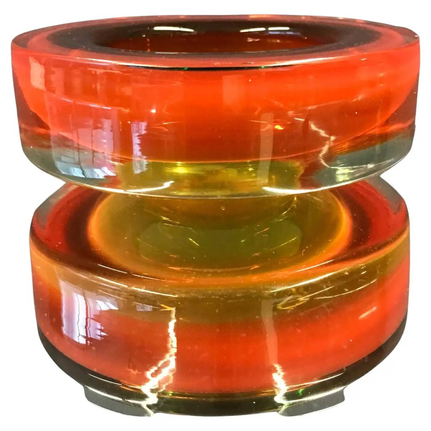 Vintage Orange Cigar Glass Ash Tray