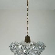 3-tier mid century pendant light with 27 hexagonal glass panels 1960s 70s