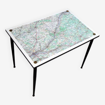 Coffee table map of loir et cher screen-printed