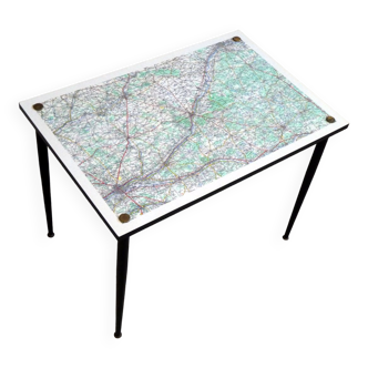 Table basse carte du loir et cher sérigraphiée