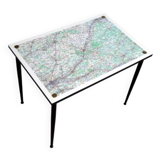 Coffee table map of loir et cher screen-printed