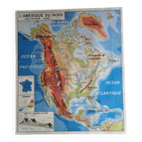 Vintage North America / Asia school physical map.