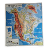 Vintage North America / Asia school physical map.