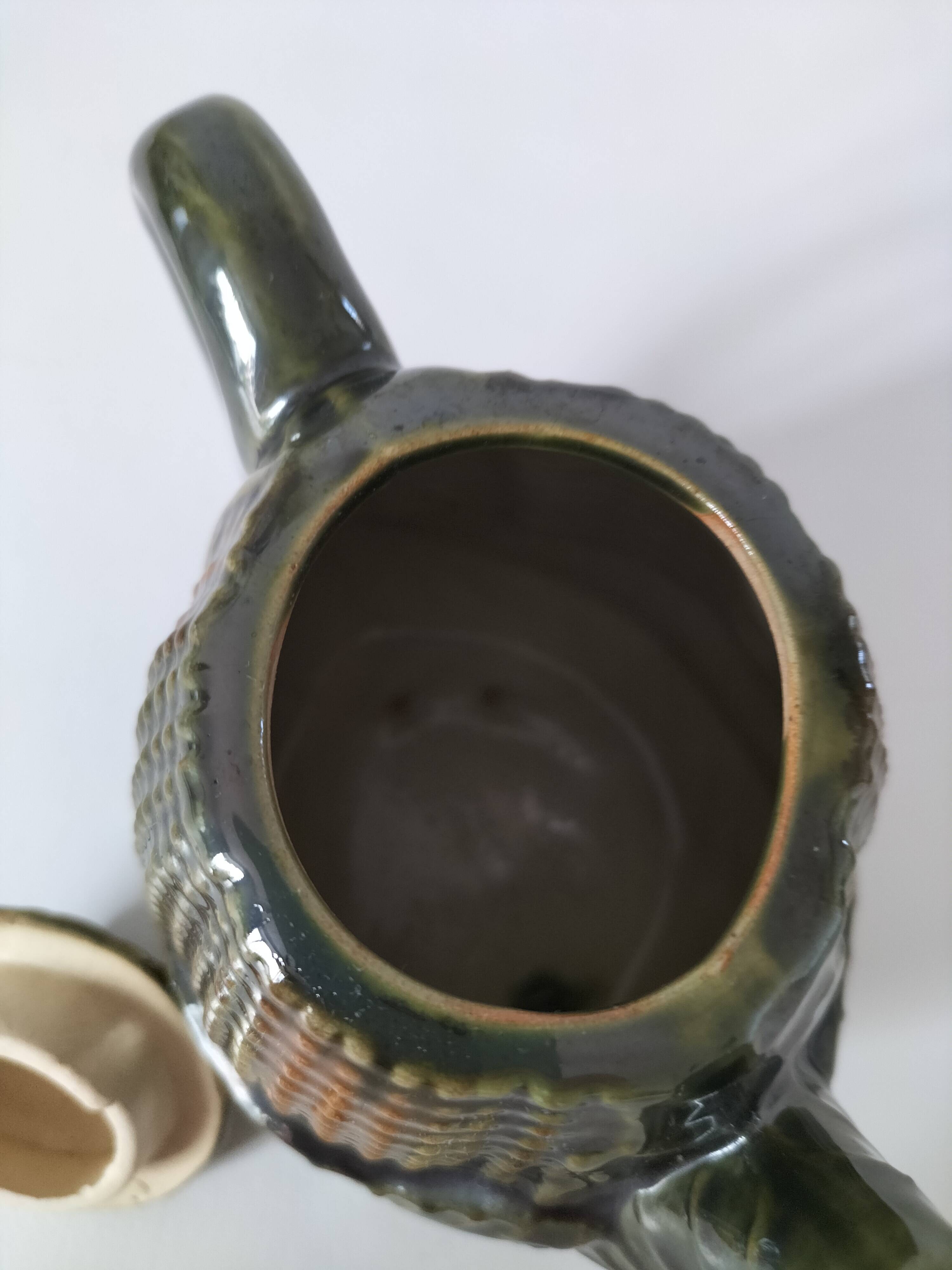 Petite théière barbotine épi de maïs vintage