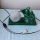 Green ceramic bedside lamp