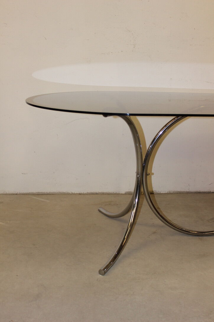 Smoked glass and chrome table circa 1970
