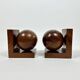 Serre-livres Art Déco antiques de style géométrique moderniste en loupe de bois massif, vers 1920