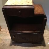 Bedside solid oak and beige marble