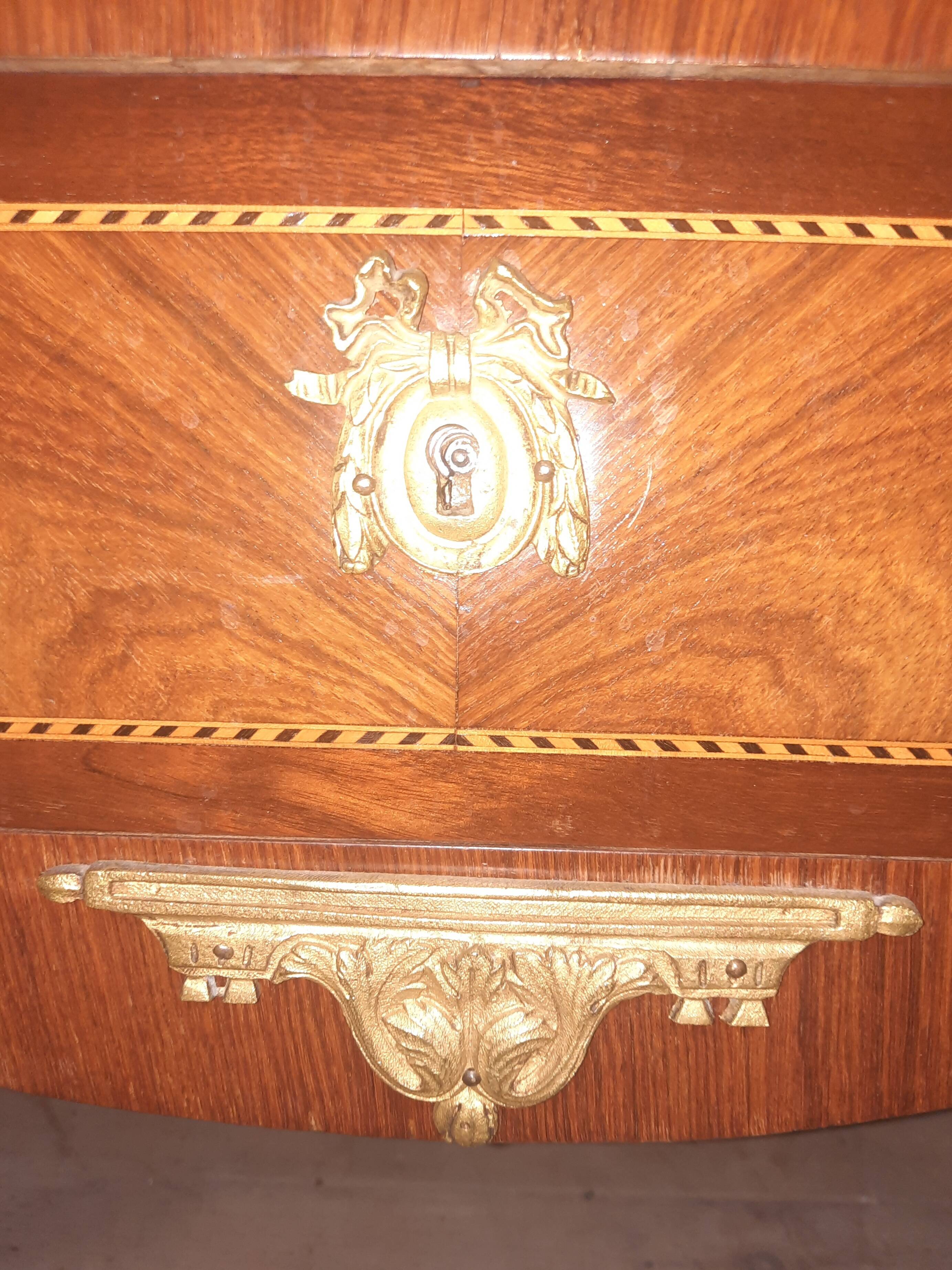 Small transitional style inlaid chest of drawers