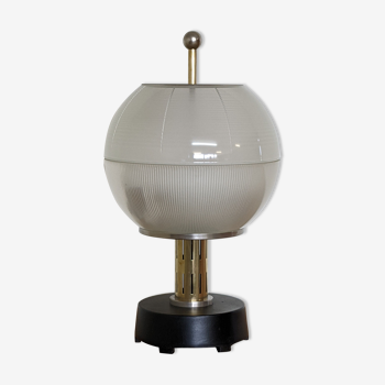 Lampe de table italienne en métal, laiton et verre - années 50