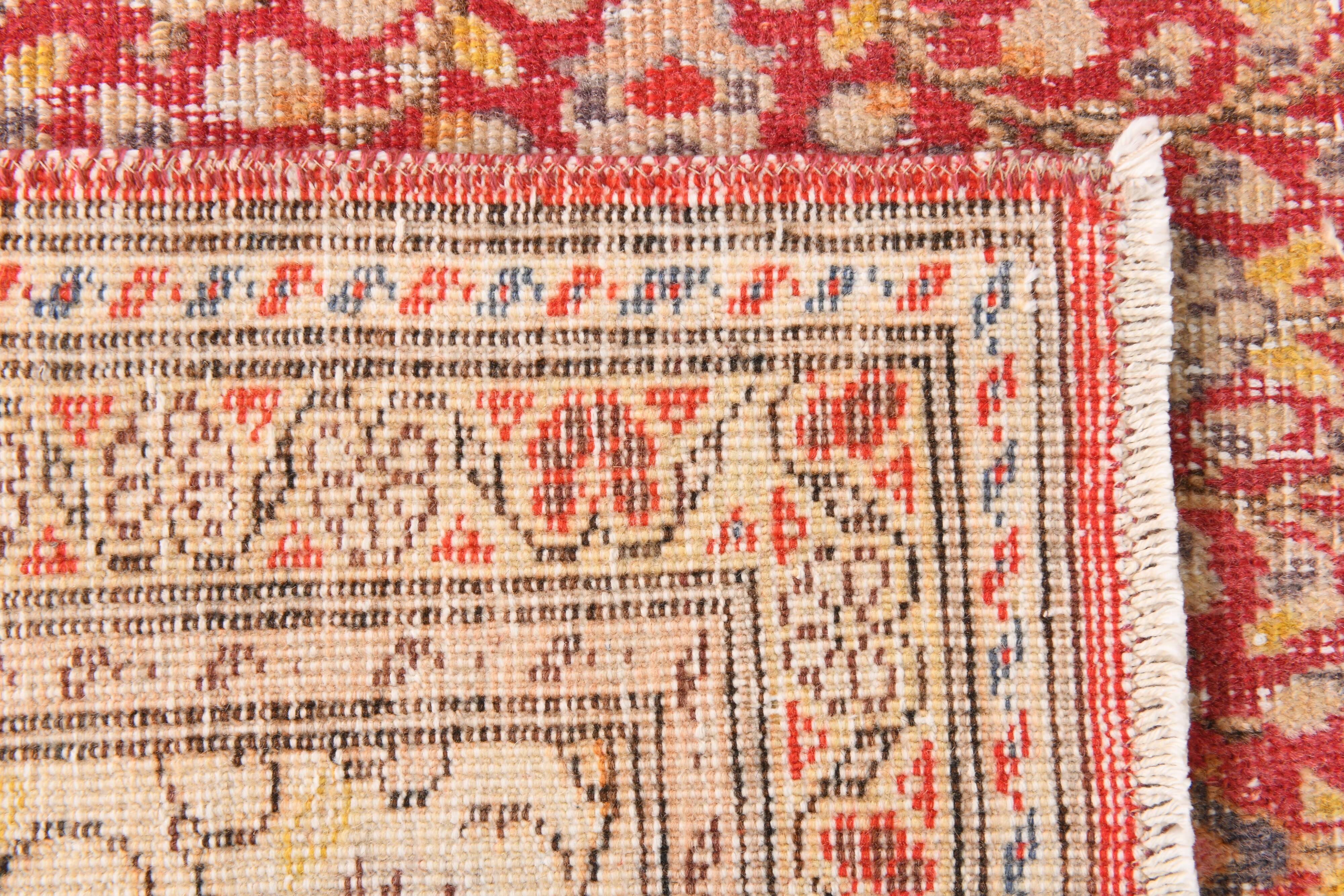 7x9 Red & Yellow Floral Persian Vintage Rug, 206x290Cm