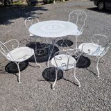 Old wrought iron garden furniture 3 armchairs + 2 chairs
