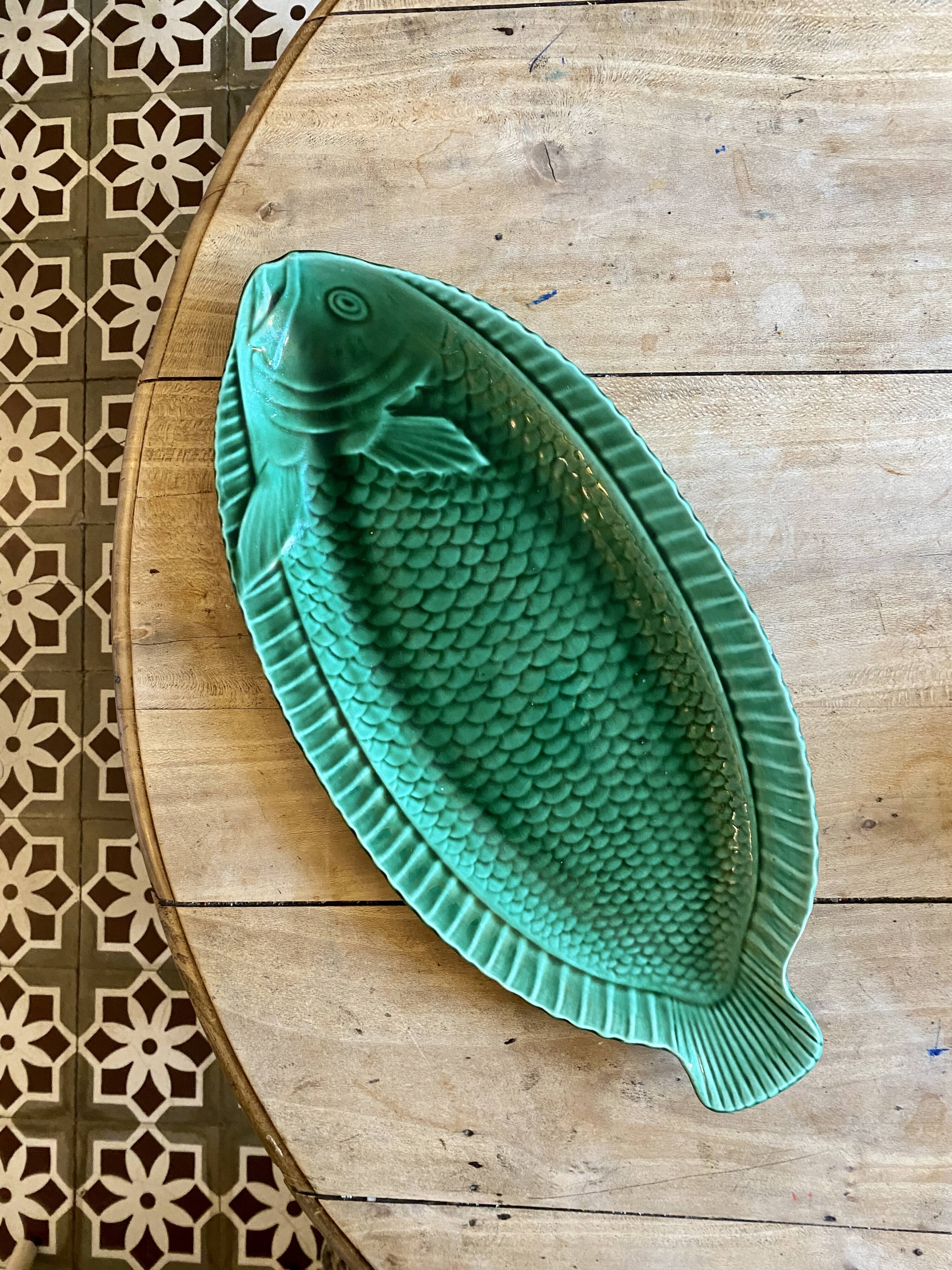 Vintage XL fish-shaped dish - Sarreguemines