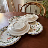 6 sofa plates - Gien earthenware motif Birds of Paradise