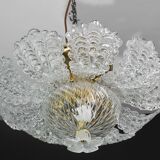 Charming transparent Murano glass leaf ceiling light or chandelier, 1970s