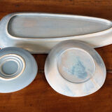 Stylized fish set 1960 Blue background Vallauris 1 course 12 plates