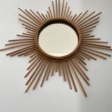 Vintage rattan sun mirror