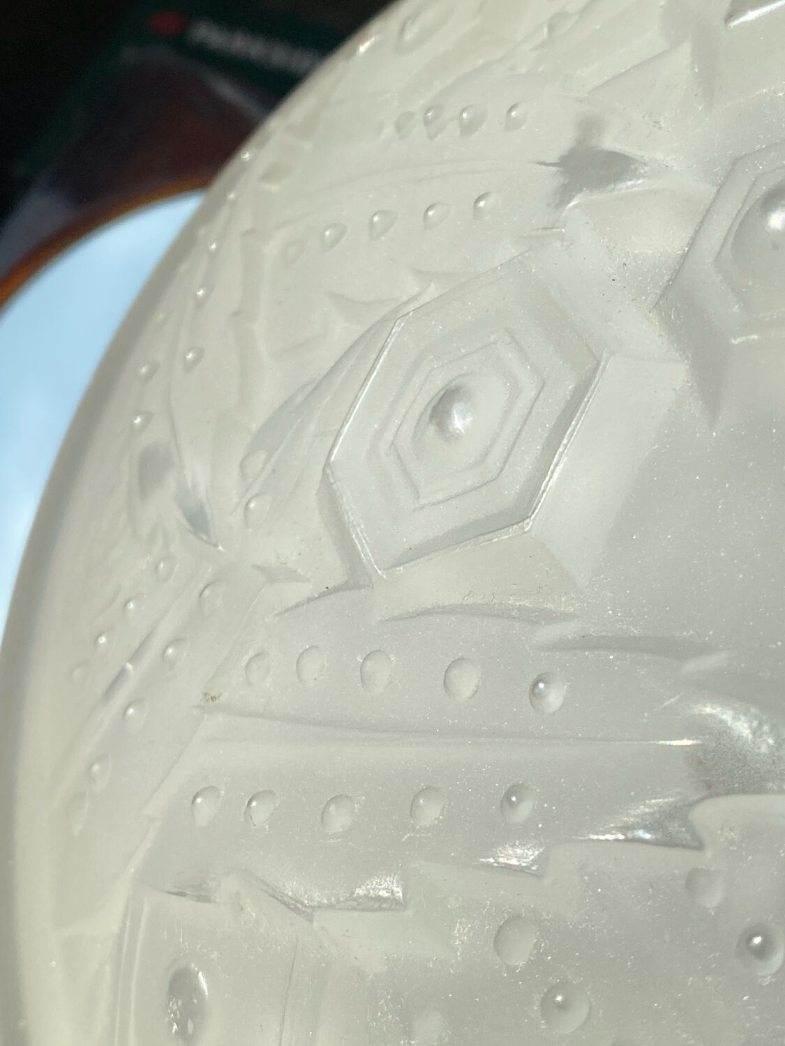 Muller Frères, moulded glass pendant, Art Deco