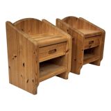 Vintage set of two pine wood bedside tables
