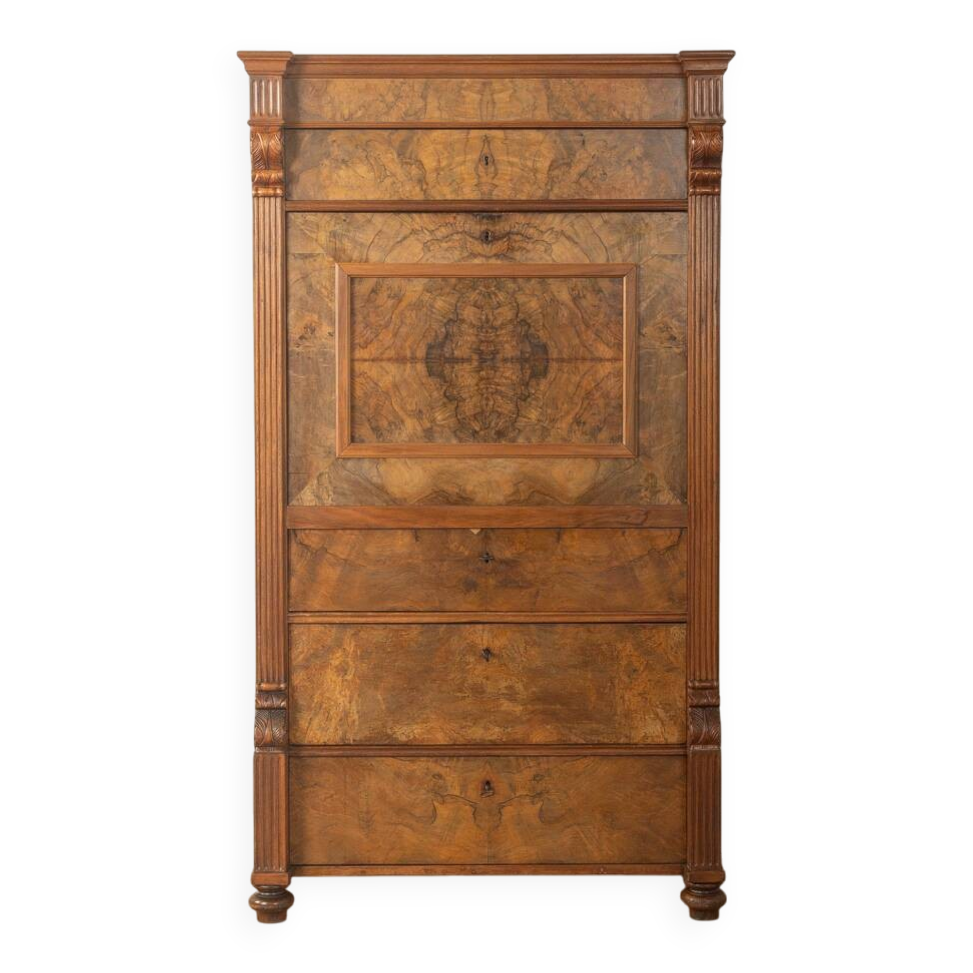 Antique secretary desk from the 1880s, walnut, restored