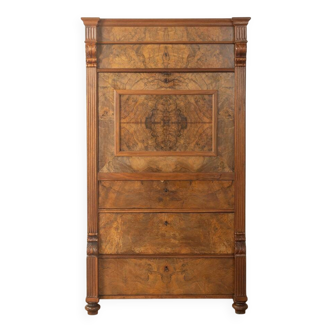 Antique secretary desk from the 1880s, walnut, restored