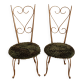 Pair of golden metal chairs, Maison Jansen style, 1970s.