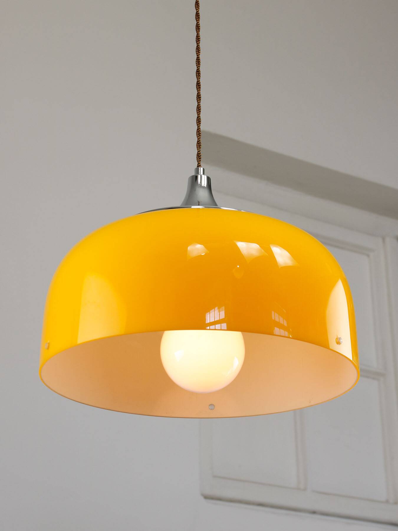 Space Age Yellow Pendant from Guzzini, 1970s