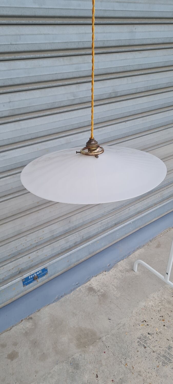Large white opaline pendant light
