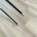 Coffee table from the 50s/60s, glass, brass, black metal.