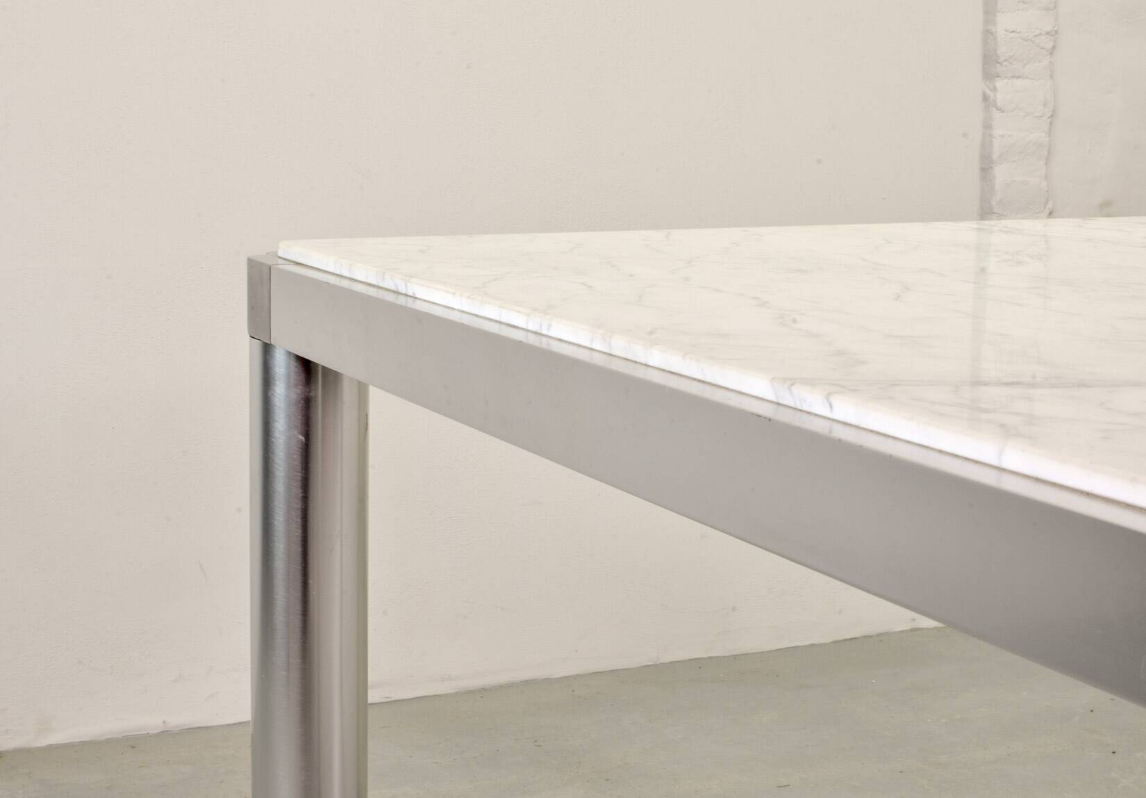 Artifort Dutch Design White Marble & Aluminium Dining Table by Kho Liang