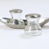 Wilhelm Wagenfeld Mid-Century Max & Moritz Salt Pepper Shakers, WMF, 1950s