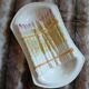 Old plate in slipware/asparagus