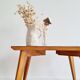 Table basse pieds compas dessus marqueté