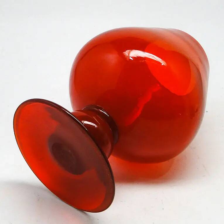 Vase, mid-century modern, red glass, designed by J. Słuczan-Orkusz, Poland, 1970s
