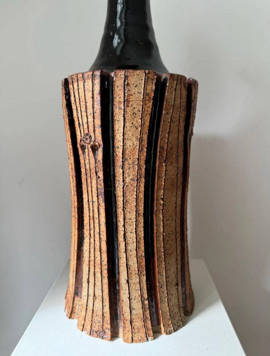 Large brutalist table lamp by Lene Regius, Denmark, 1970s