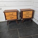 Pair of vintage teak bedside tables from the 60s