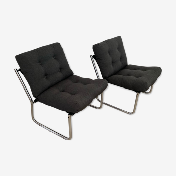 Bel ensemble de 2 fauteuils chromés des années 60's