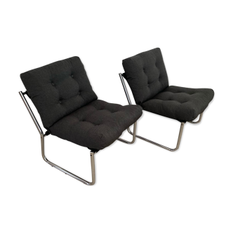 Bel ensemble de 2 fauteuils chromés des années 60's