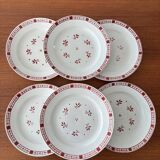 Set of 6 flat plates Sarreguemines & Digoin model Dominique