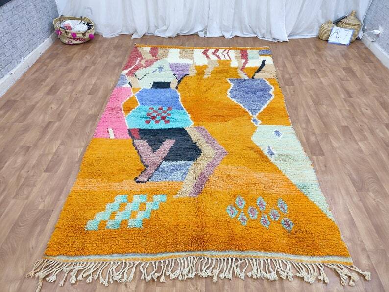 Beni ouarain rug woven in natural wool size 250cmx150cm