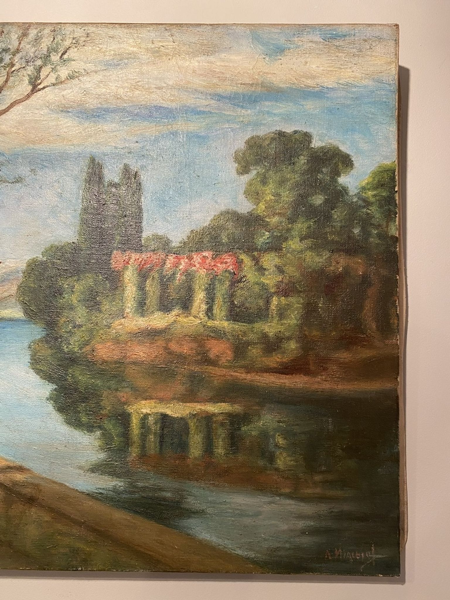 Tableau ancien, paysage, signé, début XX siècle