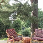 Set of 2 vintage armchairs 90s bamboo, with kilim cushions handmade on mesu
