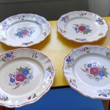 4 Digoin Sarreguemines “Agreste” flower pattern dinner plates